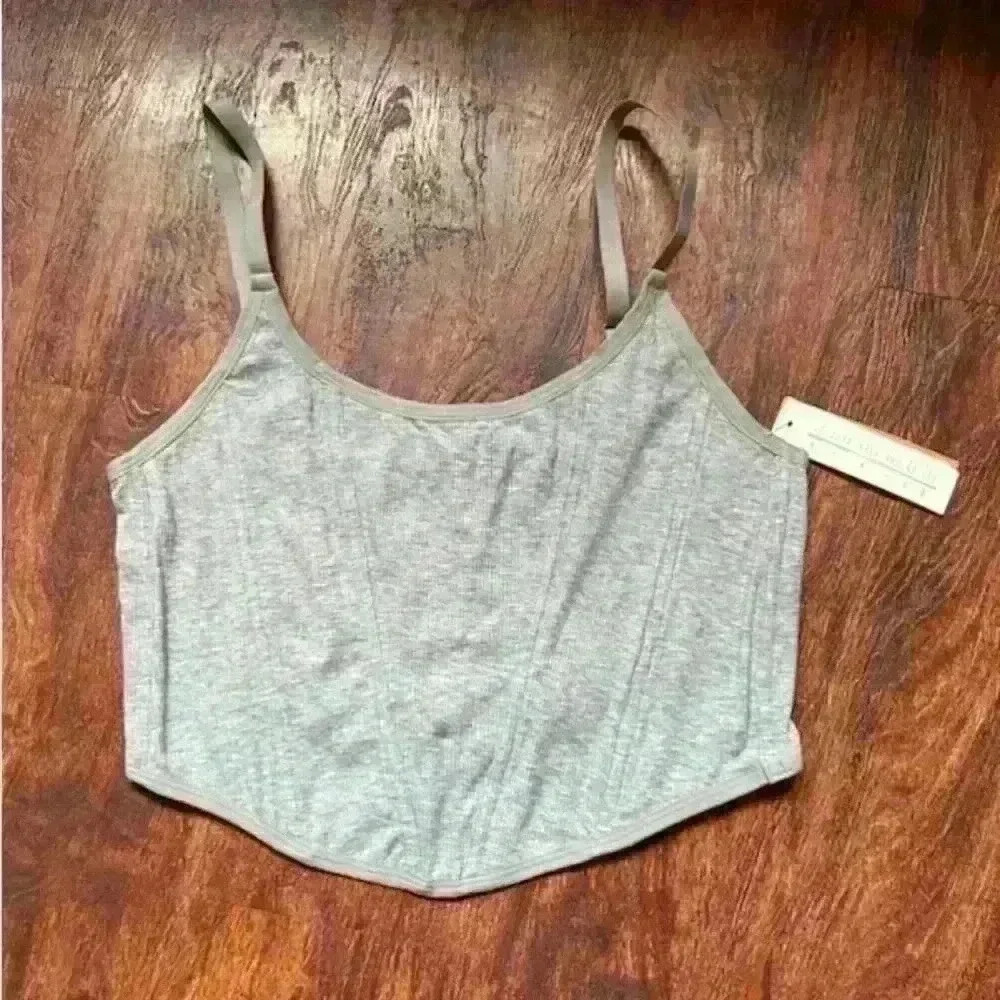 Colsie Casual Corset Womens Adjustable-Strap Stays Pullover Gray— XL